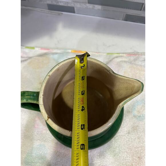 Primitive McCoy Batter Pitcher Ring-waer Jug Green Vintage - Picture 9 of 9